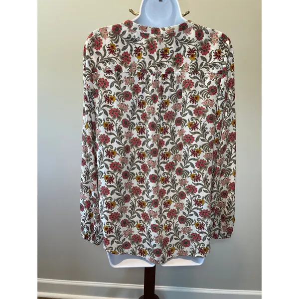 Ann Taylor LOFT Semi Sheer Floral Button‑Down Top Size S Lightweight - Image 2