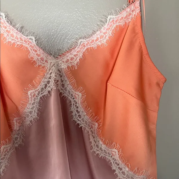 Orange and Pink Lace Trim Cami Top - Image 2