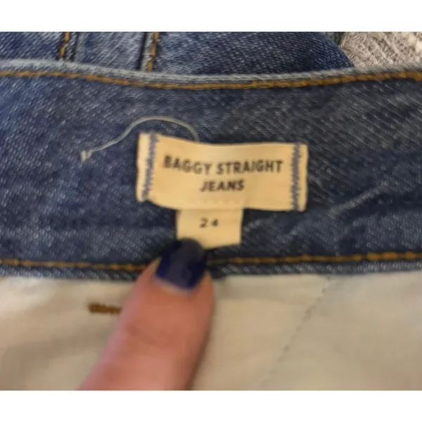 Madewell Baggy Straight High Rise Pleated Medium Wash Stretch Jean Sz 24 - Image 6