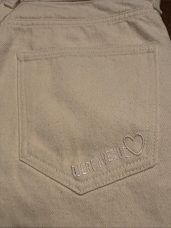 Djerf Avenue Relaxed Jeans 100% Organic cotton button fly cream Size 25 NWOT - Image 6