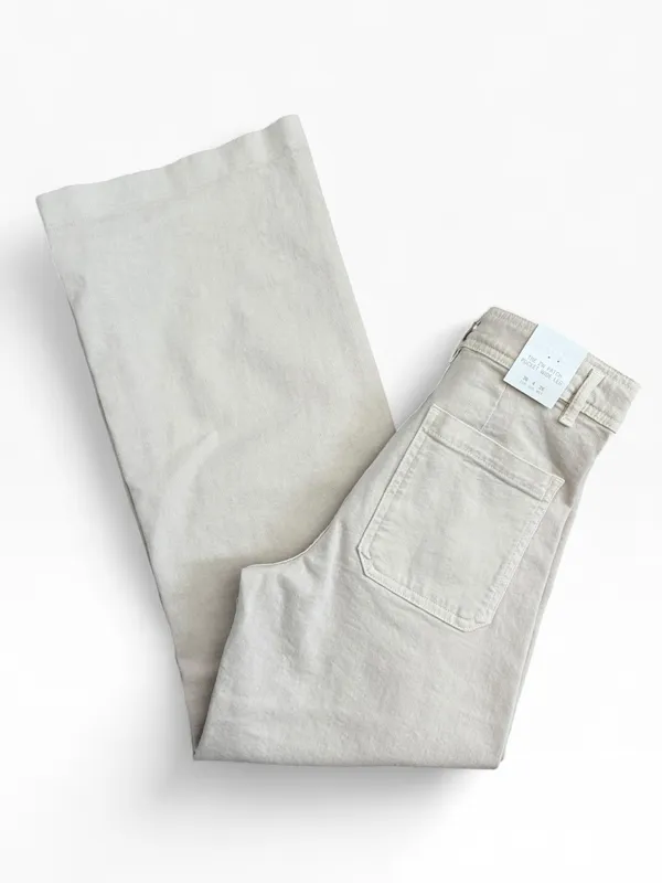 NWT Zara The Patch Pocket Wide Leg Jeans in Cream Size 6 - Image 7