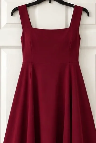 OYS~Sleeveless Burgundy Midi Dress with Pockets. L - Image 2