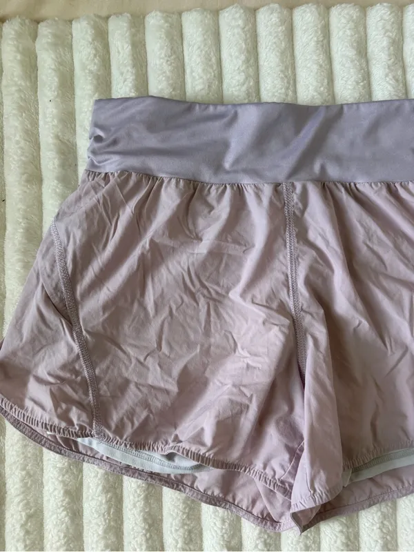 Fabletics Lavender Athletic Fold-Over Waist Shorts - Image 2