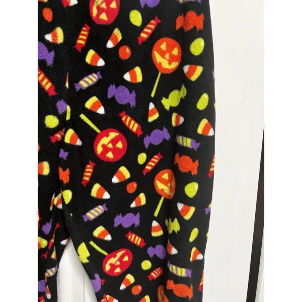 Halloween Candy Fleece Pajama Jogger Pants Black XL 16-18 Pumpkins Candy Corn - Image 2