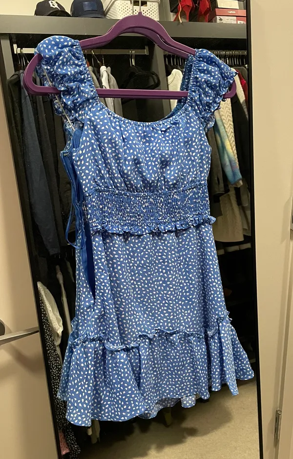 Hello Molly Blue Print Ruffle Lorelai Dress - Image 4