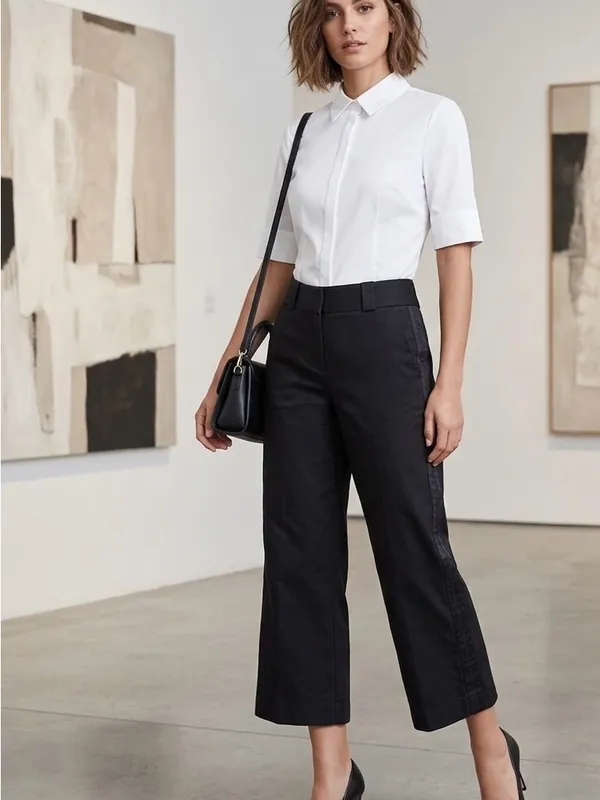 Old Navy Black Cropped Wide-Leg Pants - Image 8