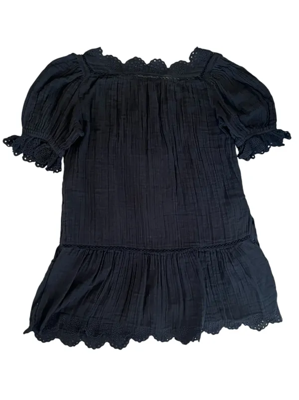 Sea New York Women’s Mae Short Sleeve Coverup Tie Front Black Cotton Mini Dress - Image 6