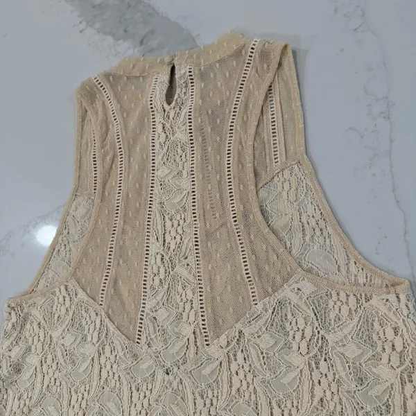 Free People Modern Lace Mesh Maisie Tunic Sleeveless Top Women’s Medium Cream - Image 8