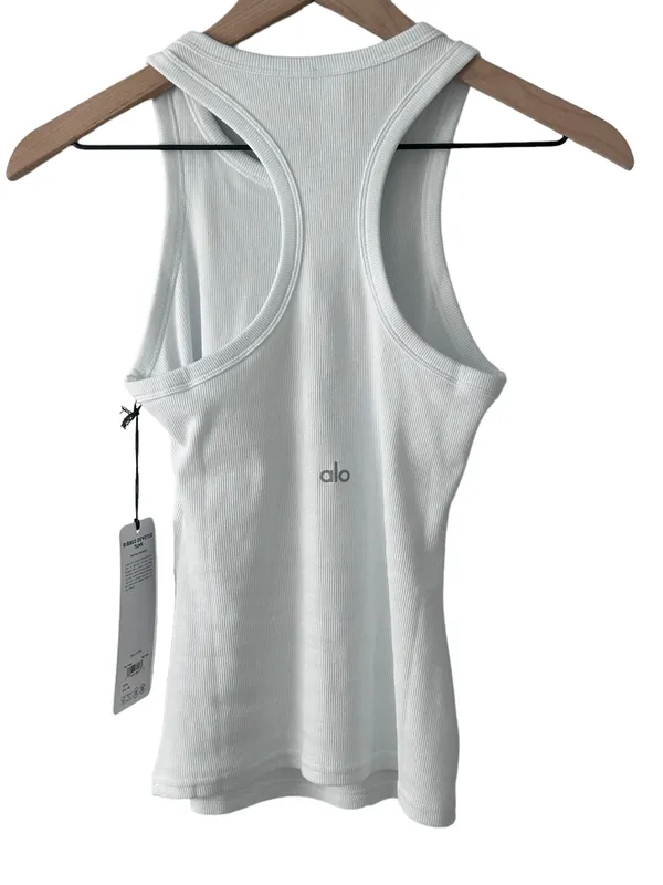 Alo Yoga white Ribbed Devoted Tank XS NWT - Image 6