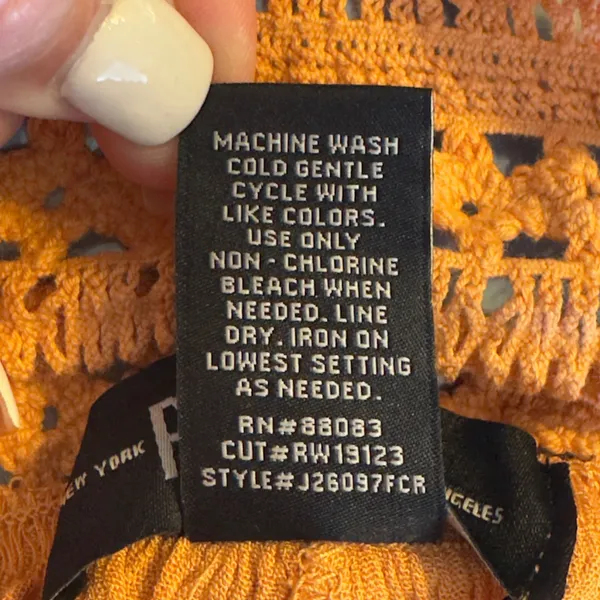 1791 | NWT Rewash Crochet Waist Boho Walk Thru Wide Leg Pants Orange Womens S - Image 9