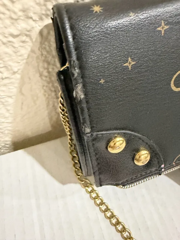 Poppie Jones Gray Textured Foldover Clutch Silver Chain NWT - Image 10