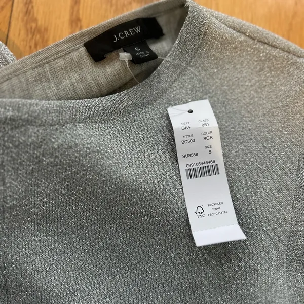NWT J.‎ Crew Lurex Twist Back SIlver Merino Wool Blend Dress Size Small - Image 7