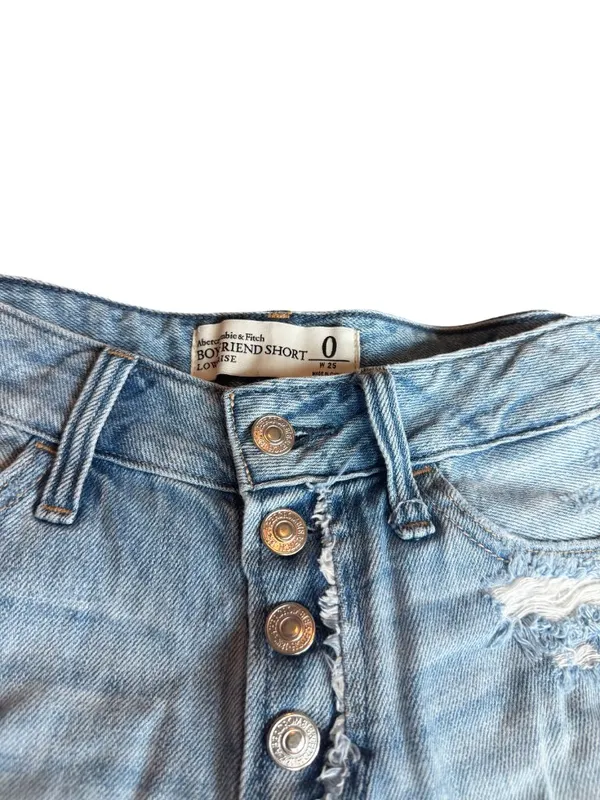 Abercrombie & Fitch Boyfriend Shorts Low Rise Light Wash Denim Button Fly Size 0 - Image 2