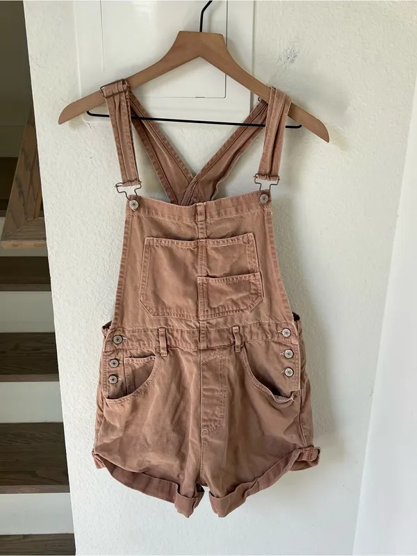 Free People We The Free Ziggy Soft Shortalls Overalls in Brown - Image 3