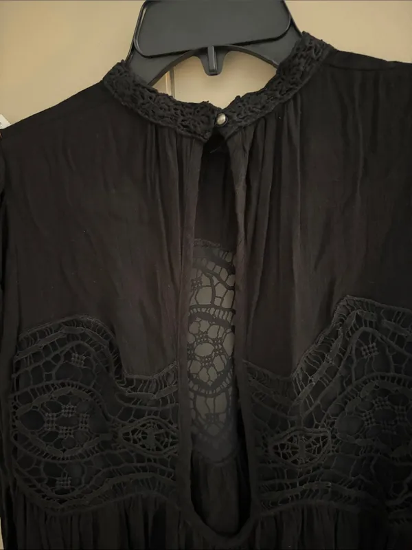Free People Black Lace Dahlia Long Sleeve Dress - Image 5
