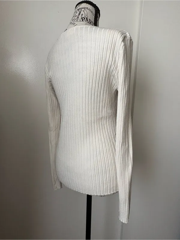 Cyrus Ribbed Crew-Neck Sweater in Cream - Image 2