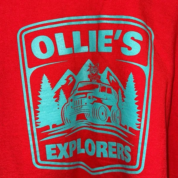 Red Graphic Sweatshirt 2X Oversized‎ Crewneck Outdoors Explorer Pullover - Image 3