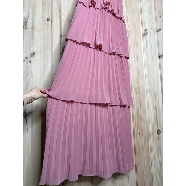 NWT Lulus Mesmerizing Essence Pink Pleated Backless Tiered Maxi Dress Gala Sz S - Image 5