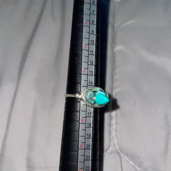 Handmade Turquoise Stone Ring Blue - Image 4