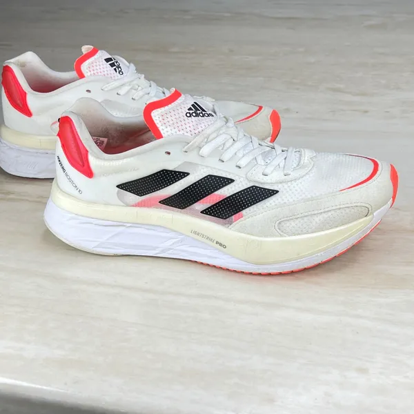 Adidas Adizero Boston 10 Womens 9 Running Shoes White Solar Red FY4080 Sneaker - Image 9