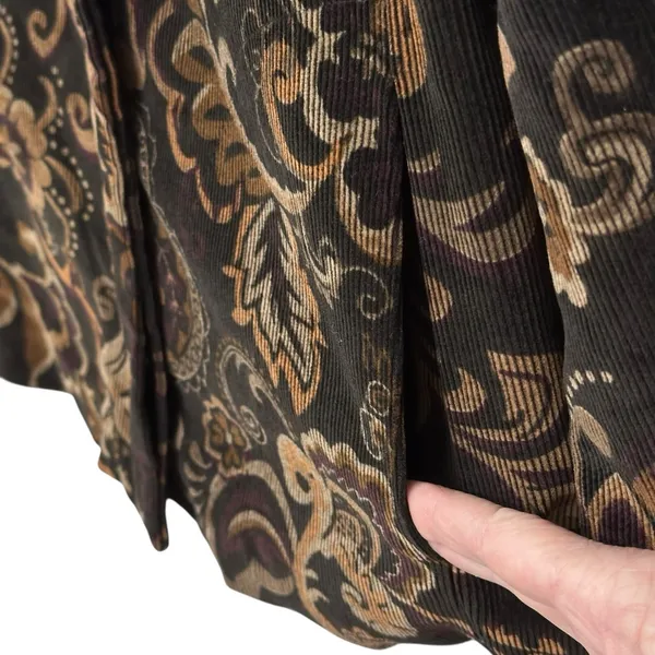 Vintage‎ 90s Y2K Black Rivet Women Brown Paisley Jacket Size Large Faux Fur Trim - Image 4