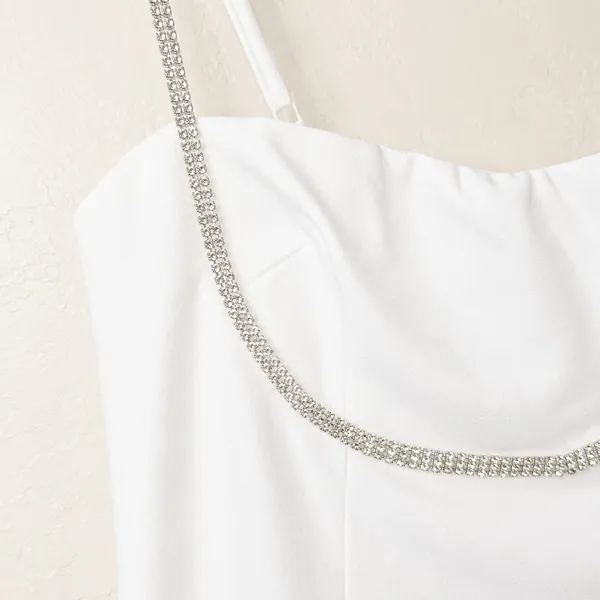 Lulus NWOT Upscale Flirt Ivory Rhinestone Sleeveless Bodycon Midi Dress XS - Image 7