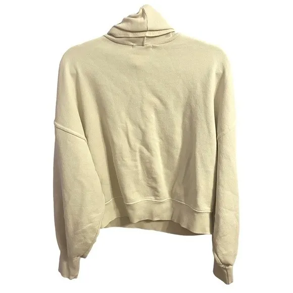 AGOLDE Balloon Sleeve Ribbed Turtleneck Sweatshirt Size S Off‎ White 100% Cotton - Image 7
