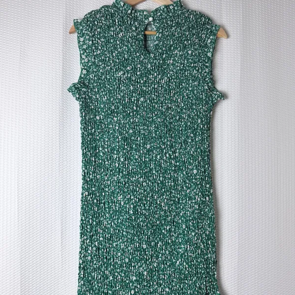 SHEIN Curve 2XL Green Floral‎ Smocked Mock Neck Sleeveless Midi Dress Ruffle Hem - Image 10
