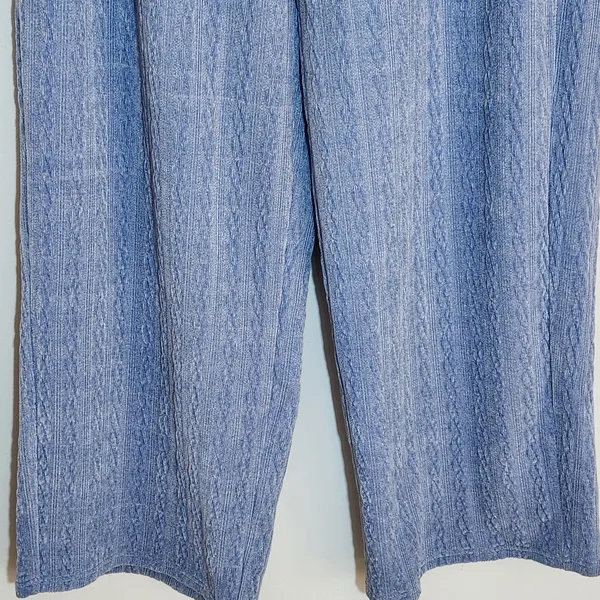 Offline by Aerie Light Blue Cable Knit Wide Leg Lounge Pants Size XL Long - Image 3