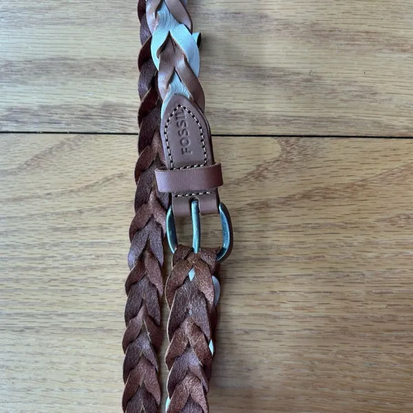Fossil Women's Braided Leather belt Two Tone Brown Size‎ Small - Image 5