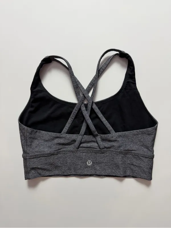 Lululemon Energy Bra *Long Line, Heathered Black, Size 6 - Image 2