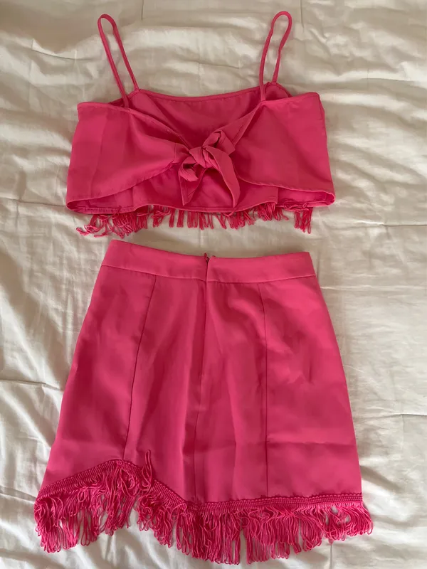 Dee Elly Pink Fringe Two Piece Set - Image 2