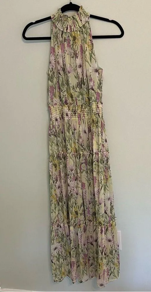 Taylor Floral Halter Neck Chiffon Dress- Size 6 - Image 2