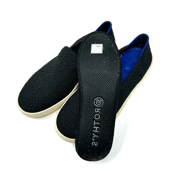 Rothy's Size 6 Slip-Ons Black w/ White Soles Knit Texture Comfortable‎ - Image 5