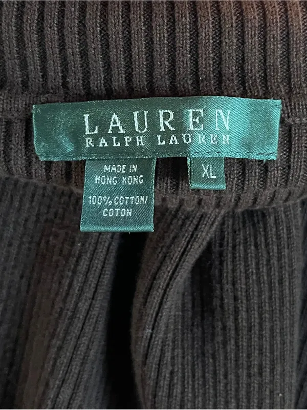 Lauren Ralph Lauren Ribbed Brown Turtleneck Sweater XL minimalist fall classic - Image 5