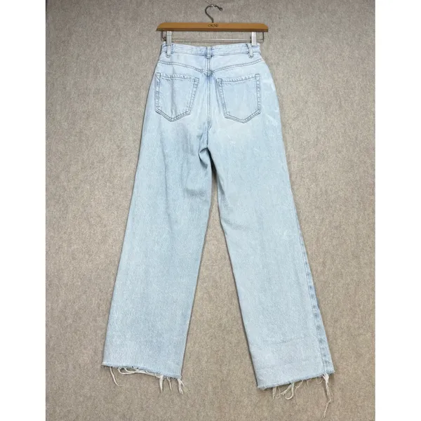 PacSun 90s Boyfriend Patchwork High Rise Jeans Light Wash Raw Hem Size 24 Y2K‎ - Image 2