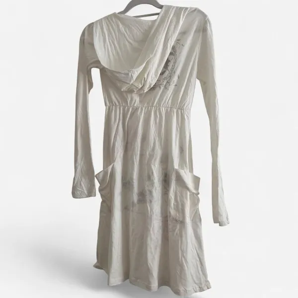 Vintage Y2K Key Closet White Koala Graphic Tunic Dress Hooded small - Image 6
