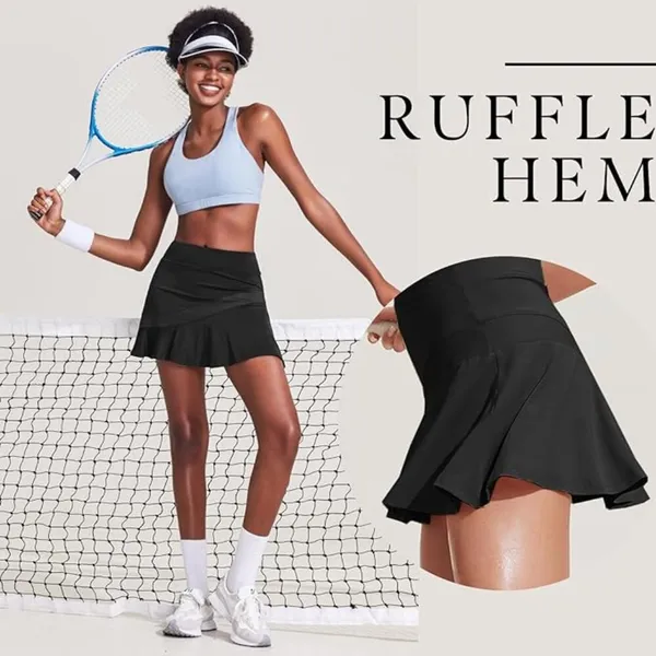 Ekouaer NWT Black Mesh Tennis Skirt w/Shorts Underneath Size XL - Image 3