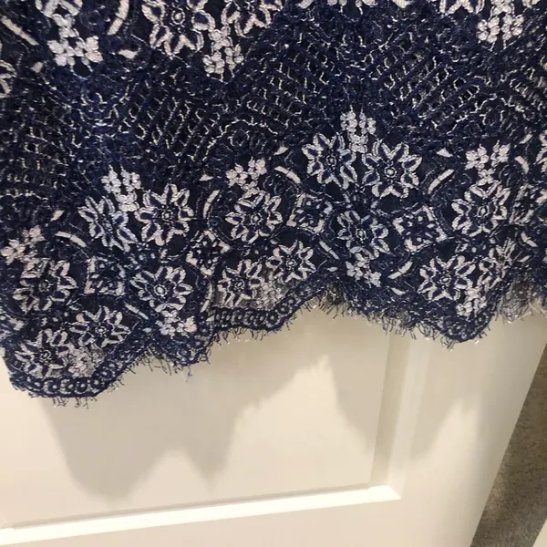 Foxiedox Anthropologie daleyza Lace‎ Square Neck Midi dress Navy Blue Size small - Image 5