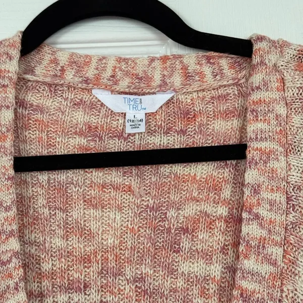Time and Thru Pink Cardigan Sweater Cozy Front Button Down - Image 4