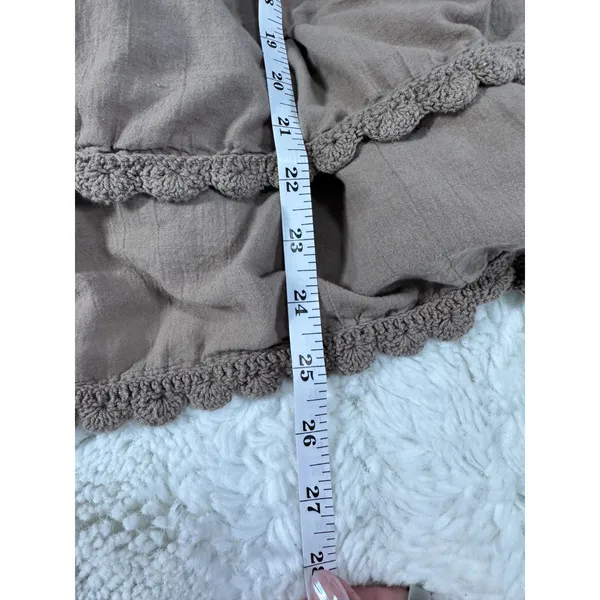 Aerie Brown Ribbed Bodice Tiered Mini Dress Crochet Trim Cottagecore Boho S - Image 4
