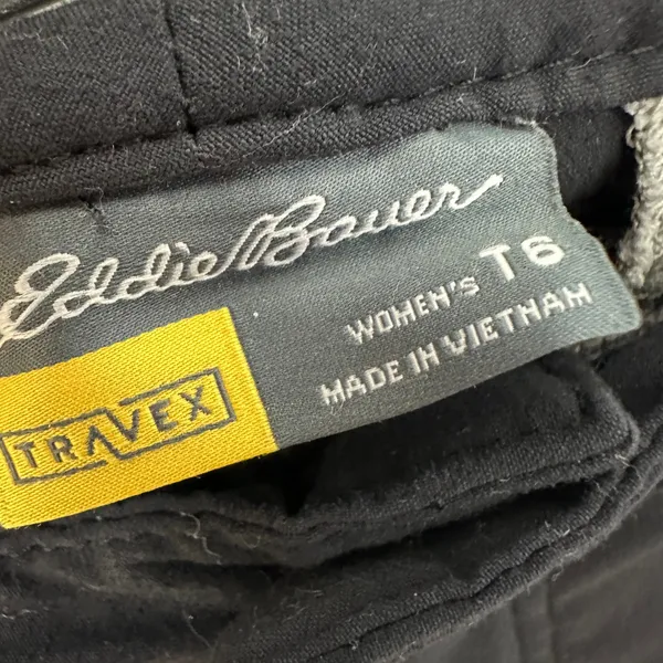 Eddie Bauer Travex Pants Womens T6 Tall Black Straight Leg Cargo Travel Hiking - Image 5