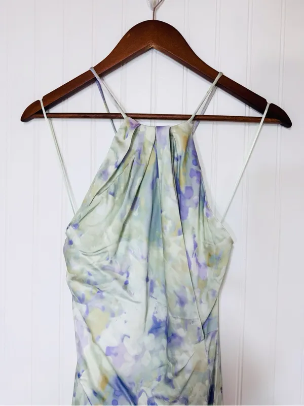 ASTR the Label Elynor Watercolor Halter Maxi Dress Medium Pastel Wedding Guest - Image 5