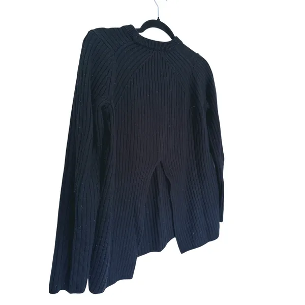 Rag & Bone Womens Wool Ribbed Sweater Open Back S Black Quiet Luxury Minimal - Image 8