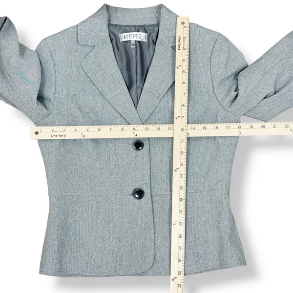 Kasper Sheath Dress Blazer Suit Women 4 Sharkskin Grey‎ Professional Business - Image 13