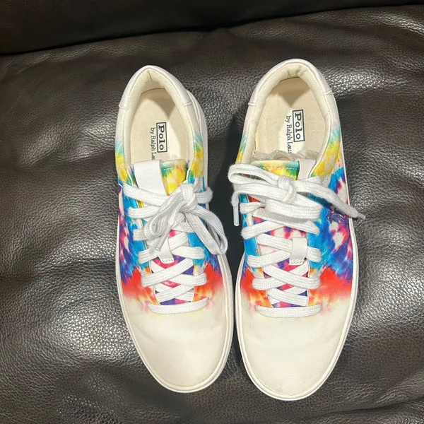 Polo by Ralph Lauren white and Ty dye women’s size 7.5 pre owned - Image 3