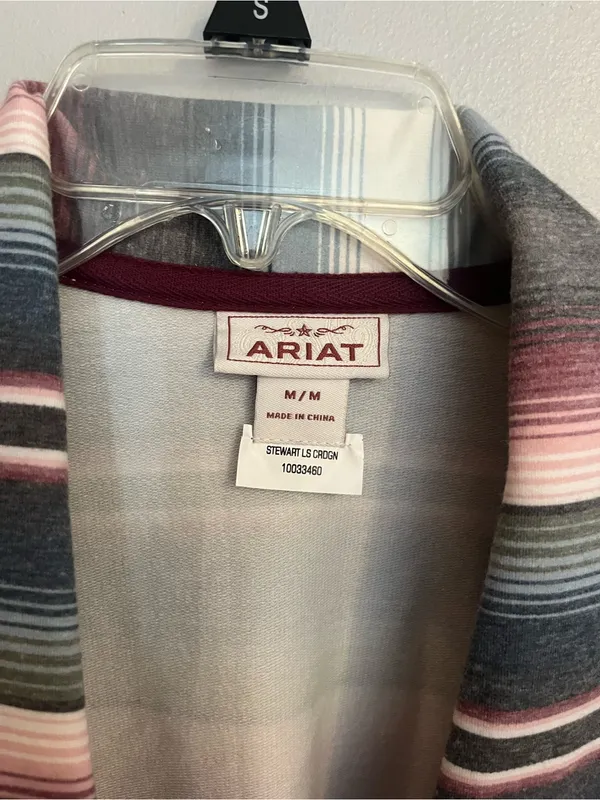 Ariat Striped Open-Front Blazer Jacket in Pink, Gray, Blue, Cream - Image 3