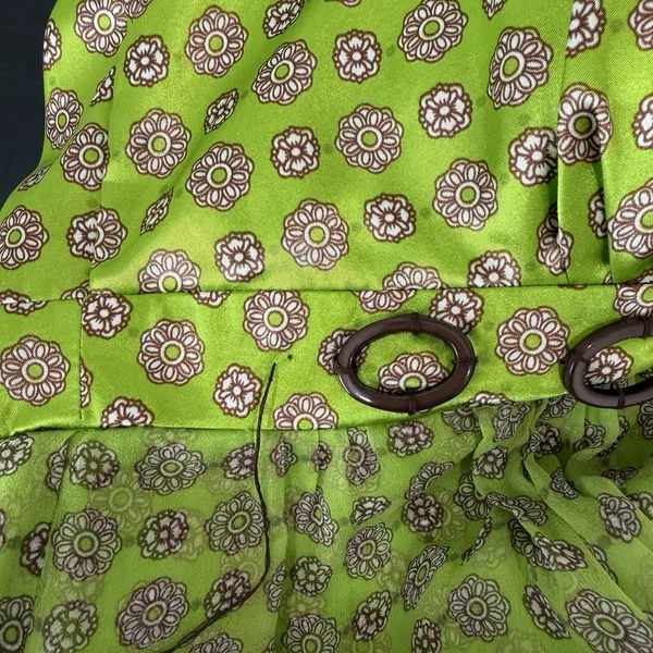 Vtg 60‎ Style Sz 16 Silk Maxi Halter Dress Babydoll Retro Academia Nature Artsy - Image 9
