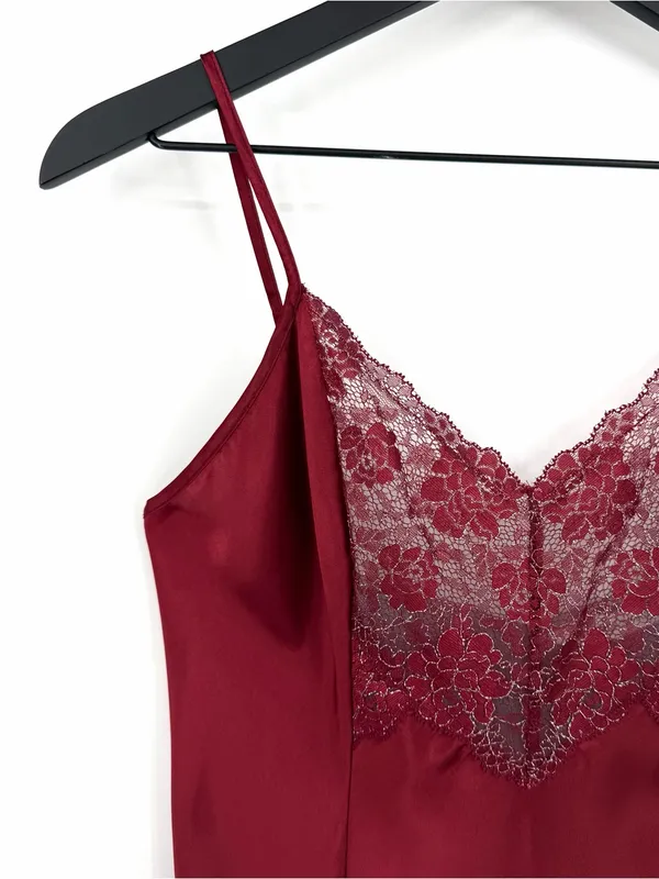 VICTORIA'S SECRET Satin Nighty Red Lace Trim S - Image 2