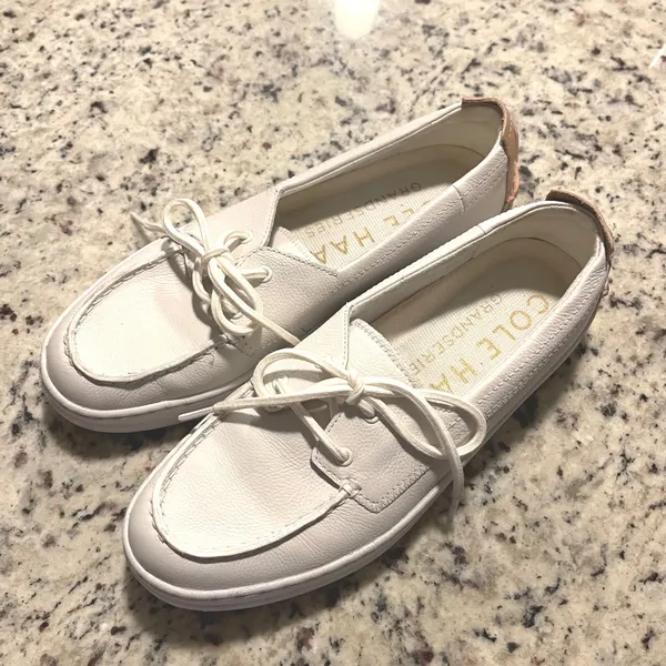 Cole Haan Boat Shoes Womens 8B White Leather Grandseries Nautical W20439 Loafers - Image 3
